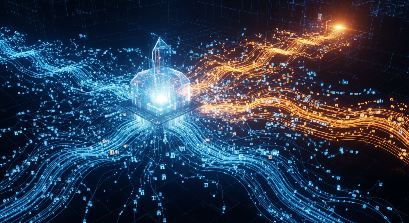 Interconnected global network lines over a dark earth, symbolizing worldwide AI commerce